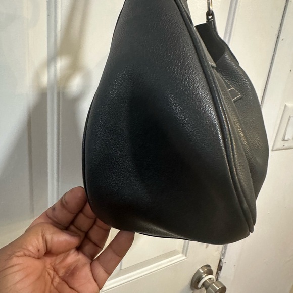 Prada Moon Black Leather Shoulder Bag with Silver Accents - Picture 4 of 7